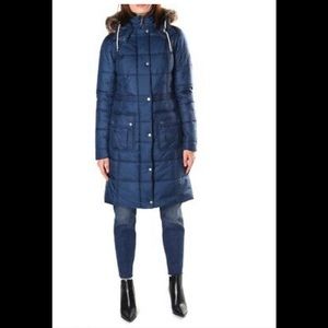 BARBOUR Winterton Water Resistant Hooded Quilted Jacket with Faux Fur Trim SZ 8